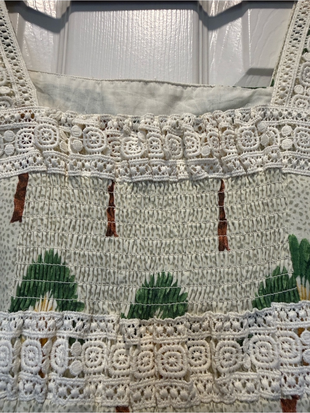 Calypso St. Barth Cream Maxi Dress with Green & Yellow Palm Print - Picture 7 of 7